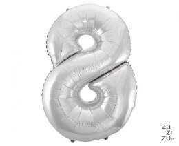 Balon foliowy B&C Cyfra 8, srebrna, 92 cm AA FG-C85S8