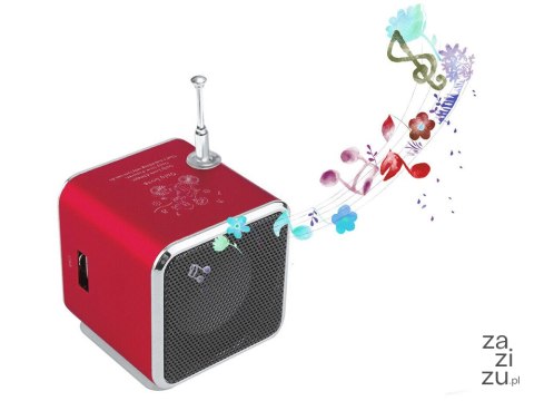 Głośnik bezprzewodowy przenośny mini radio fm led bluetooth mobilny microsd czerwony 06211_CZE Głośnik bezprzewodowy przenośny mini radio fm led bluetooth mobilny microsd czerwony 06211_CZE