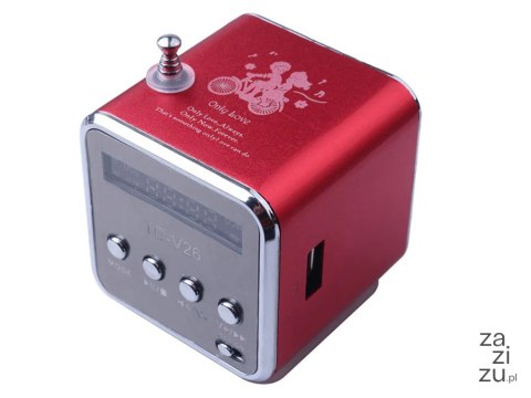 Głośnik bezprzewodowy przenośny mini radio fm led bluetooth mobilny microsd czerwony 06211_CZE Głośnik bezprzewodowy przenośny mini radio fm led bluetooth mobilny microsd czerwony 06211_CZE