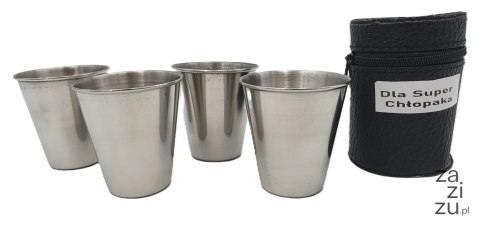 Kieliszki stalowe 4szt. zestaw turystyczne metalowe nierdzewne 80 ml z napisem Dla Super Chłopaka XJ4854