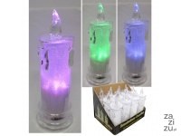 Świeca, świeczka brokatowa led z podstawą światło białe zimne 18 x 7 cm MULTIKOLOR RGB LK002M