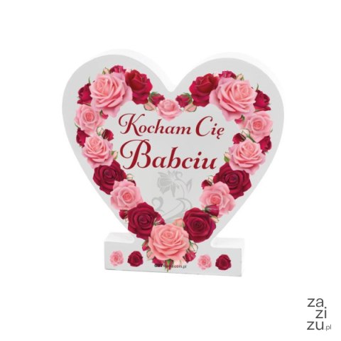 Drewniana tabliczka serce z podstawką wzbogacona lakierem UV z napisem" Kocham Cię Babciu" 11 x 11x 1,5 cm Drewniana tabliczka serce z podstawką wzbogacona lakierem UV z napisem" Kocham Cię Babciu" 11 x 11x 1,5 cm