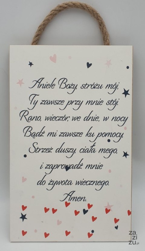 Tabliczka / obraz do zawieszenia 20 x 30 cm Aniele Boży Stróżu Mój .....