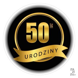 Naklejki 50 - te urodziny średnica 55 mm - 12szt