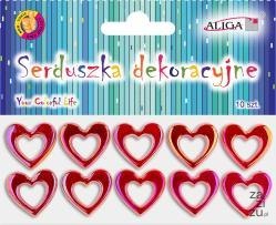 Serca dekoracyjne czerwone plastikowe rozm. 3cm 10szt. SE-0307