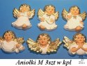 Aniołki gipsowe 3szt. M,N - kolor