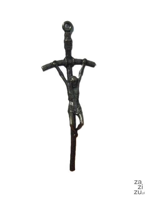 Krzyż Papieski metalowy mały 14cm