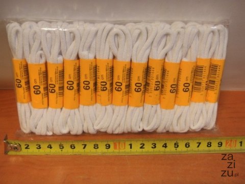 Sznurowadła 25szt 60cm białe kręcone 1355