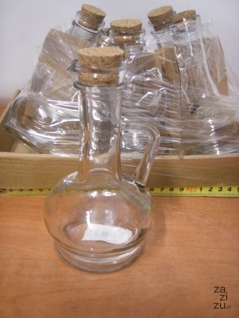 Butelka szklana na ocet oliwę 150ml. z korkiem Butelka szklana na ocet oliwę 150ml. z korkiem