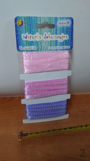 Wstążka 3kol. kropki 3m/6mm WIOSNA MIX | WSS-06-01 Wstążka 3kol. kropki 3m/6mm WIOSNA MIX | WSS-06-01