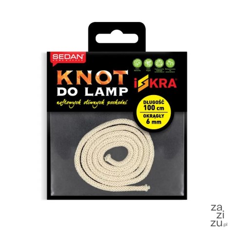 Knot do lampy naftowej, oliwnej i pochodni, okrągły 6 mm/100 cm