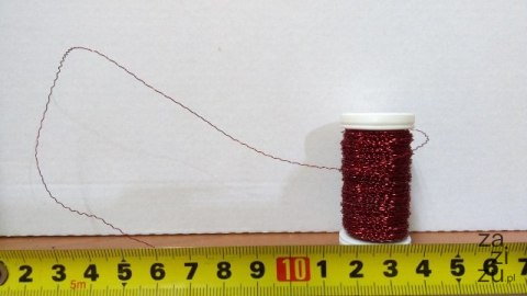 Drut karbowany na szpulce 50g CZERWONY Drut karbowany na szpulce 50g CZERWONY
