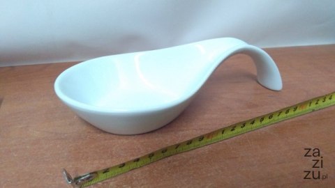 Podstawka ceram pod łyżkę 10szt biała porcelana