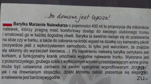 Beczka 450ml BARYŁKA Marzenie Nalewkarza | 635514 Beczka 450ml BARYŁKA Marzenie Nalewkarza | 635514