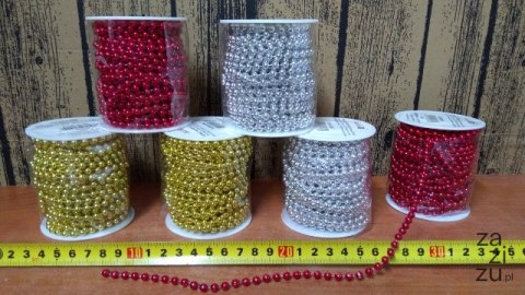 Łańcuch choinkowy 6szt. korale 5mmx10m | KOR-5384 Łańcuch choinkowy 6szt. korale 5mmx10m | KOR-5384