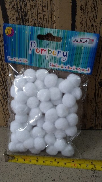 Pompony 60szt. BIAŁE 2cm | POM-401 Pompony 60szt. BIAŁE 2cm | POM-401