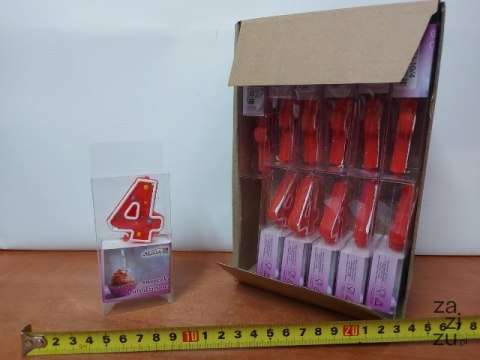 Świeczka 12szt. urodziny ''4'' KROPKI | SU-10/4 Świeczka 12szt. urodziny ''4'' KROPKI | SU-10/4