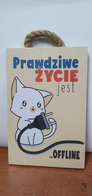 Tabliczka/obraz do zawieszenia 10x15 PRAWDZIWE ŻYCIE JEST OFFLINE