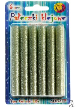 Pałeczki klejowe 6szt. klej SREBRNE BROKAT 11x100mm