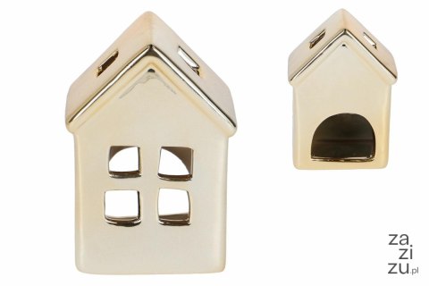 Świecznik ceramiczny domek 7,8x5,6x11cm złoty 6szt. | FD99-133