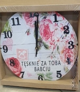 Zegar ścienny 30cm Tęsknię za Tobą Babciu