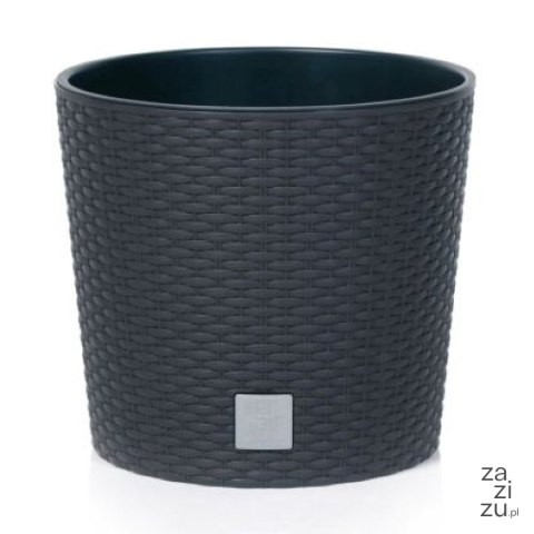 Donica z wkładem rattan RATO Round 25xh22cm ANTRACYT