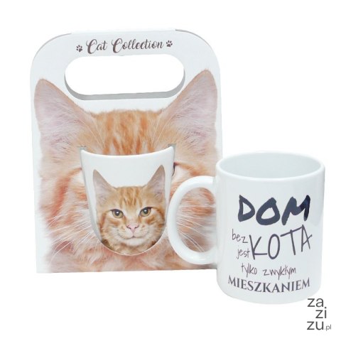 Kubek ceramiczny w ozdobnym opakowaniu "Dom bez kota..." - rudy Kubek ceramiczny w ozdobnym opakowaniu "Dom bez kota..." - rudy