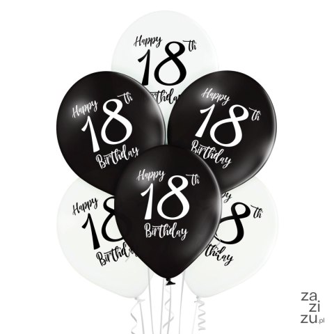 Balony 30 cm "18" urodziny 6 szt. | BN06-579