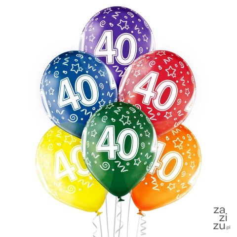 Balony 30 cm "40" urodziny 6 szt. | BN06-205