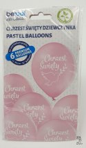 Balony 30cm Chrzest Św. różowe 6szt.