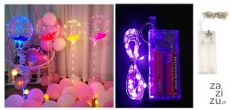 Lampki 10szt dekoracyjne na druciku 30 LED 3m PURPUROWE (na baterie) NT2410