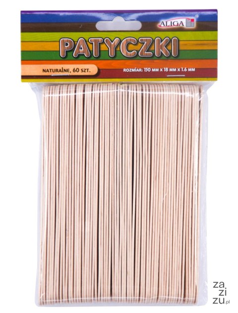 Patyczki naturalne 60 szt. rozm. 150x18x1,6mm | PK-3304