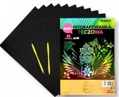 Wydrapywanka tęczowa A4 a'10 multicolor WZ-04 + 2 rylce