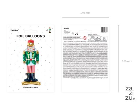 Balon foliowy stojący dziadek do orzechów 34x85cm mix | FB113 Balon foliowy stojący dziadek do orzechów 34x85cm mix | FB113