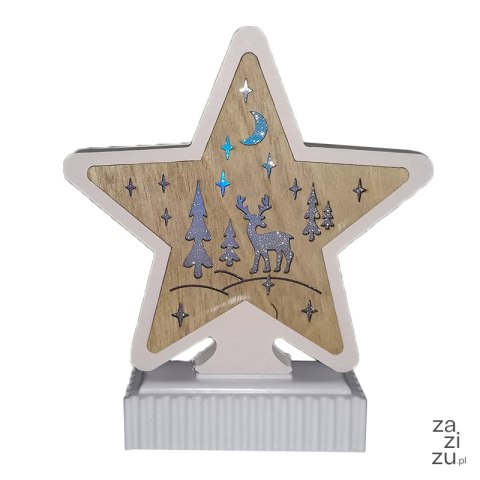 Dekoracja drewniana gwiazda led wys. 19cm | 483851 Dekoracja drewniana gwiazda led wys. 19cm | 483851
