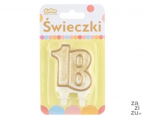Świeczka cyferka ''18'' złoty kontur | SF-CZ18 Świeczka cyferka ''18'' złoty kontur | SF-CZ18