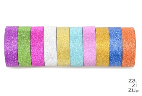 Taśma brokat samoprzylepna 1,2cm x 3m 10rolek| TBS-5261