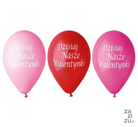 Balony premium "Dzisiaj Nasze Walentynki", 12"/ 5 szt. GS110/DNW