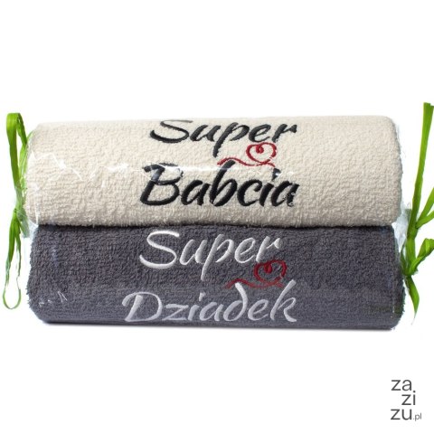 Komplet 2 ręczników z haftem "Super Babcia Super Dziadek "