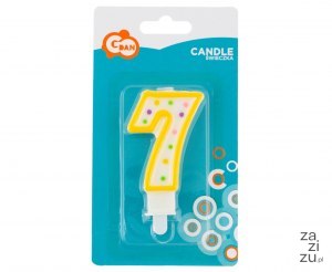 Świeczka cyferka 7 z kropeczkami 7.5 cm | PF-SCK7 Świeczka cyferka 7 z kropeczkami 7.5 cm | PF-SCK7