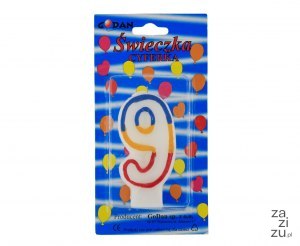 Świeczka cyferka "9" - 7 cm . KK | LZ0001-9 Świeczka cyferka "9" - 7 cm . KK | LZ0001-9