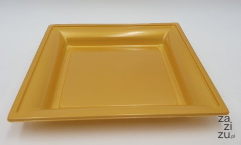 Talerz plastikowy 18x18cm złoty 12szt 34-03