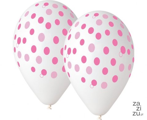 Balony premium różowe GROSZKI 12 cali 5 szt.