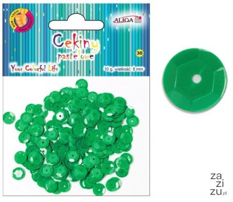 Cekiny 12szt pastelowe C. ZIELONE 8mm 10g | WMT-106