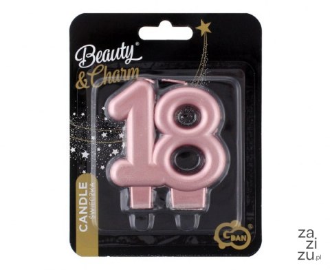 Świeczka B&C cyferka "18" różowo-złota 8cm | PF-SCRZ18 Świeczka B&C cyferka "18" różowo-złota 8cm | PF-SCRZ18