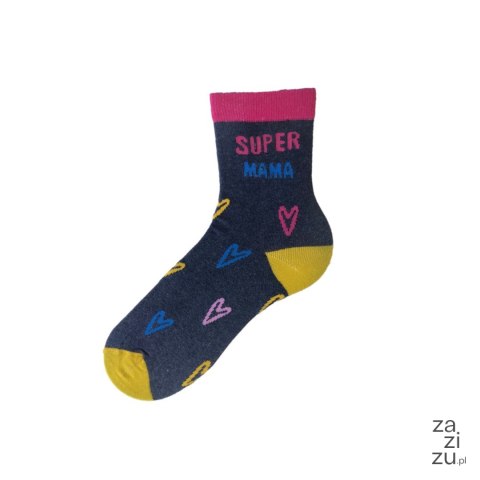 Skarpety "Super Mama" navy-pink