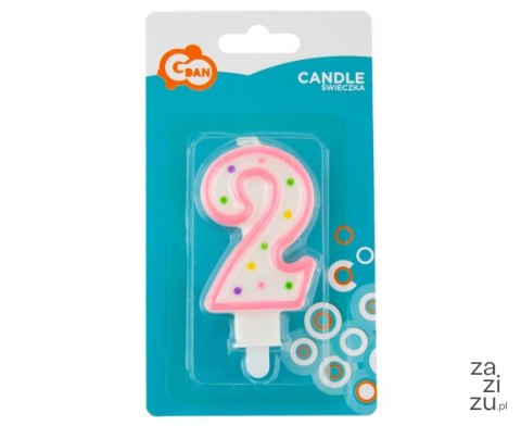 Świeczka cyferka z kropeczkami "2" 7,5 cm | PF-SCK2 Świeczka cyferka z kropeczkami "2" 7,5 cm | PF-SCK2