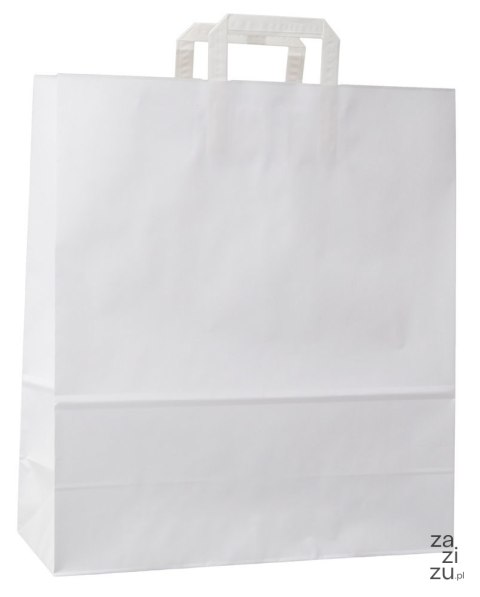 Torba papierowa 25szt. płaska rączka biała 54x14x44cm