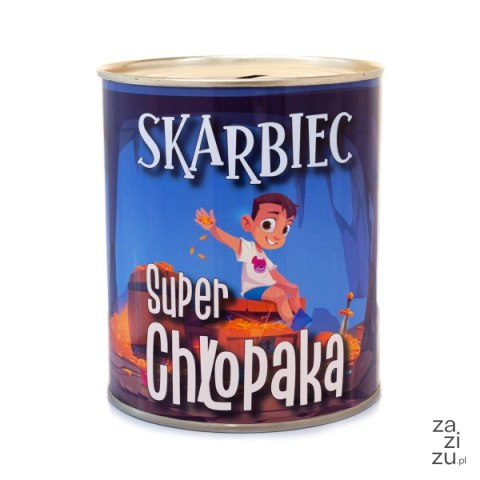 Skarbonka metalowa urodzinowa z napisem "Skarbiec Super Chłopaka" DIL-P-SKARB-NO-58