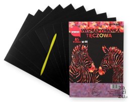 Wydrapywanka nowa tęczowa A5 a'10 multicolor + rylec | WZ-06